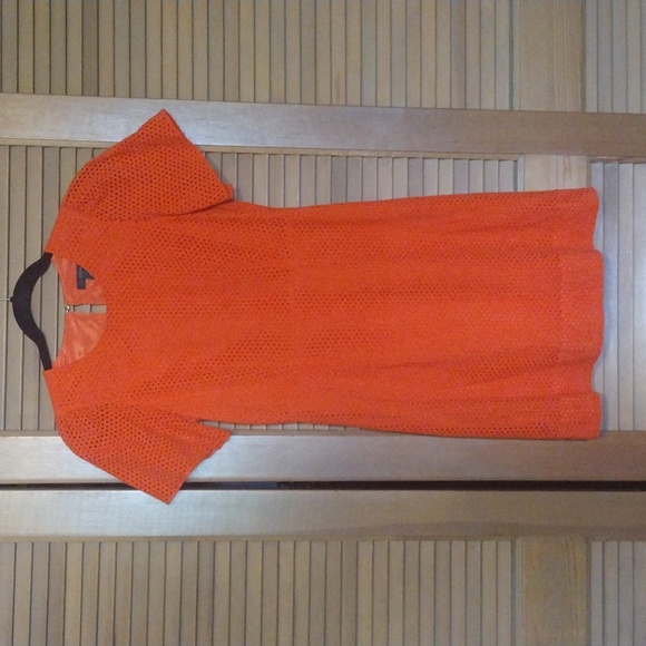 j crew orange eyelet dress J Crew Orange Dress Flutter Sleeve Eyelet Lace Bright Summer Trendy Size 2  NWT